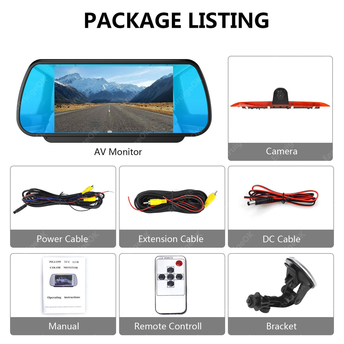 7" Monitor Rear Brake Light Reverse Camera for Mercedes-Benz V-Class V260 V260L21