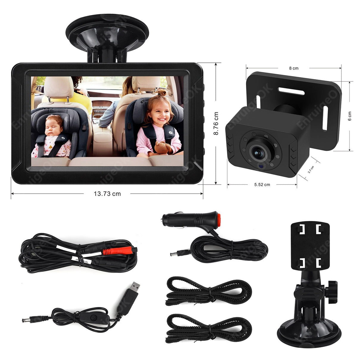 Baby Car Camera 5" 1080P Monitor 360° Rotation USB Plug with HD IR Night Vision17