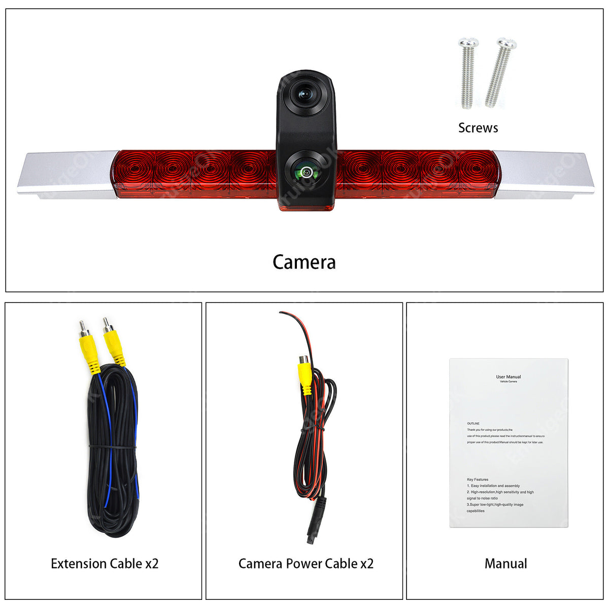 Dual Lens Universal High Level Brake Light Reverse Camera for Vans and Motorhomes