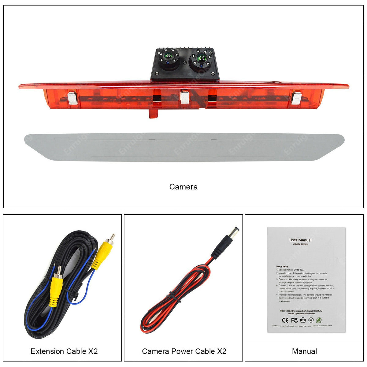 New Dual Lens Brake Light Reversing Camera Night Vision For Ford Transit 350 MK814