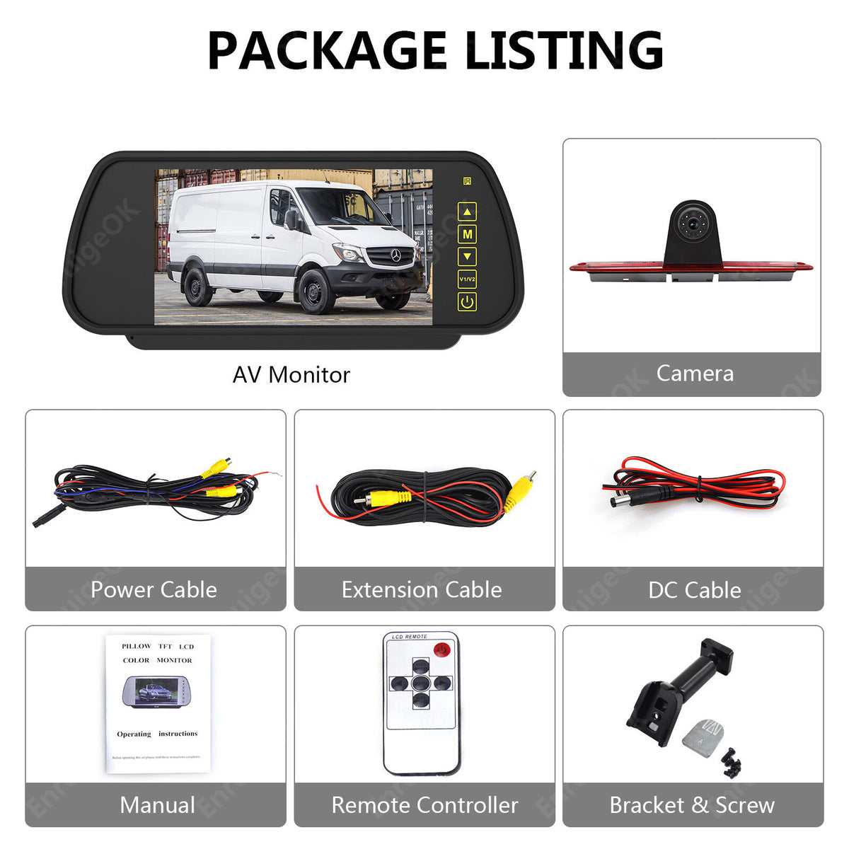 7'' Monitor Rear Brake Light Reversing Camera For Mercedes Sprinter VW Crafter23