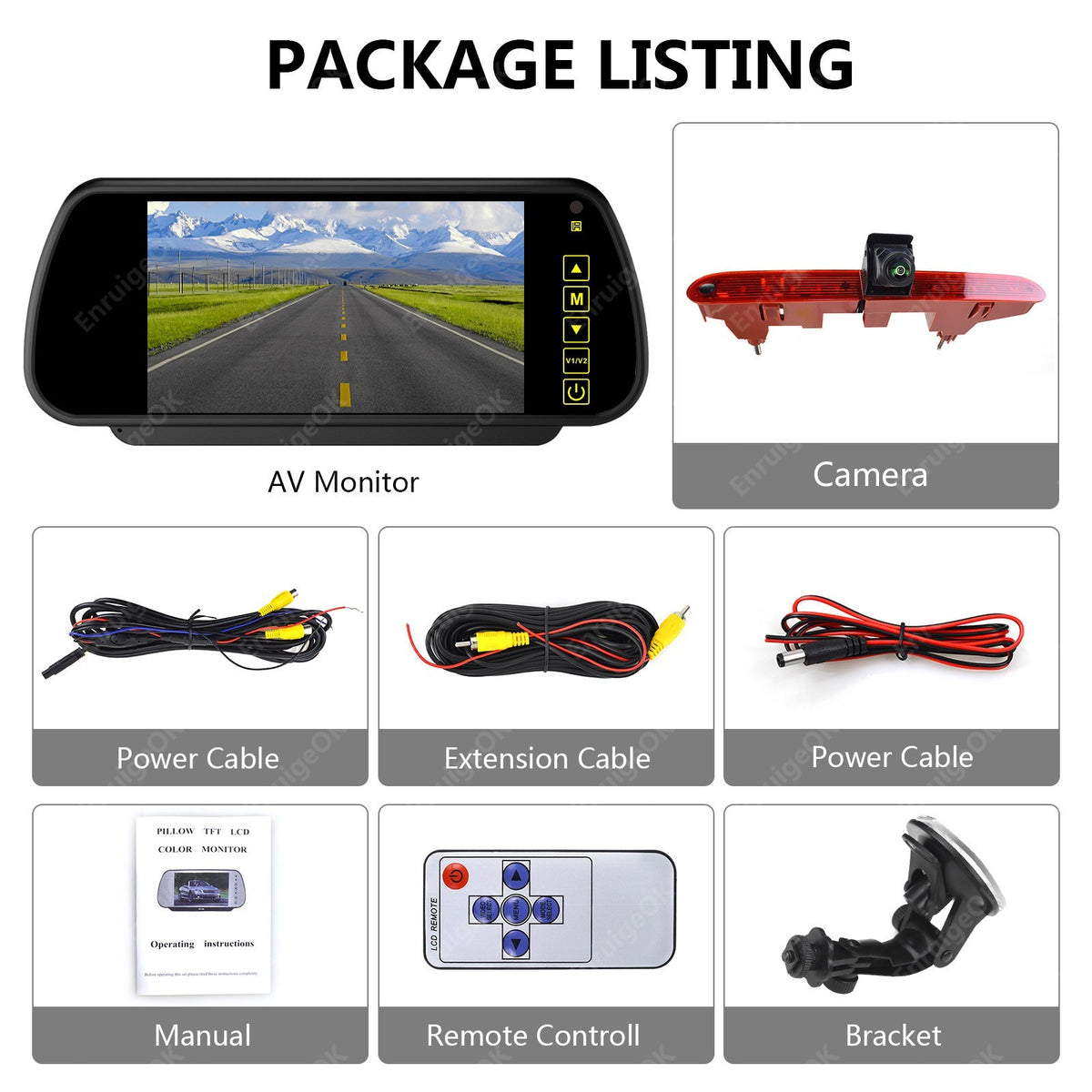 Reverse Camera For Citroen Berlingo Peugeot Partner Mk2 Mk3 Rear Fit+ 7" Monitor20