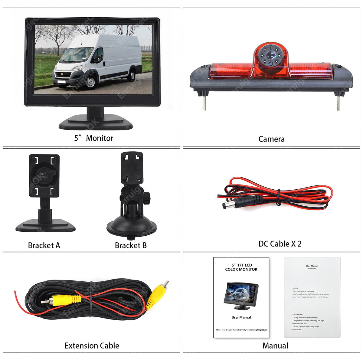 For Fiat Ducato, Citroen Relay, Peugeot Boxer, Brake Light Reversing Camera Kit18