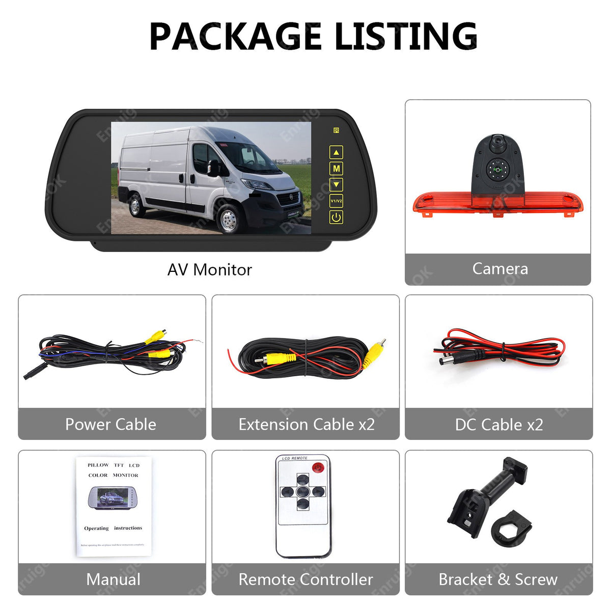 7" Monitor & Brake Dual Light Reversing Camera For Peugeot Boxer, Citroen Relay19