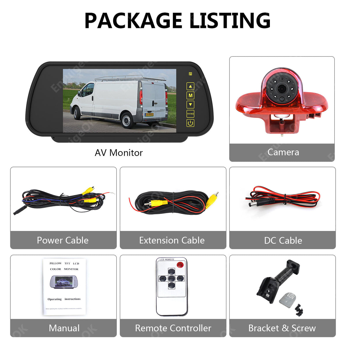 7'' Monitor Rear Brake Light Reversing Camera for Renault Trafic Vauxhall Vivaro21