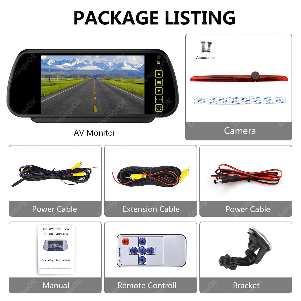 Universal Rear Brake Light Reversing Camera for Coachmen RV Class C &7" Monitor18