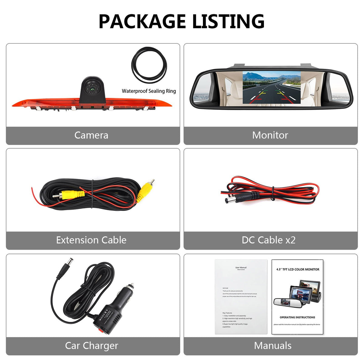 Brake Light Rear View Camera for Mercedes-Benz V-Class V260 V260L & 4.3" Monitor17