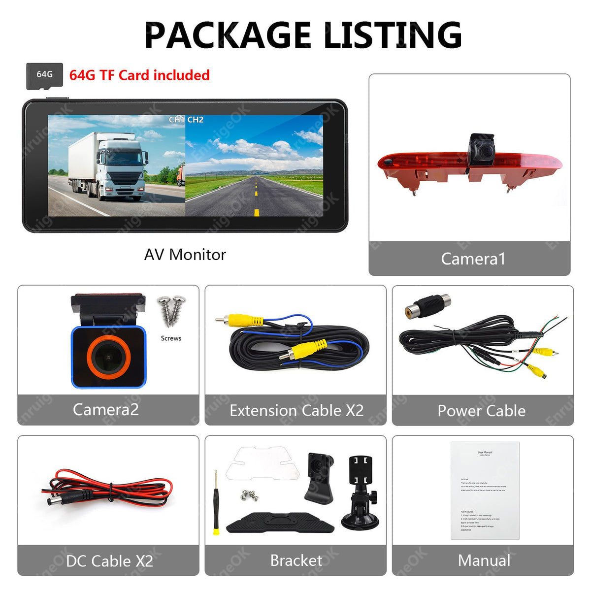 Reverse Camera For Peugeot Partner Citroen Berlingo MK2 MK3& 6.86" Split Monitor22