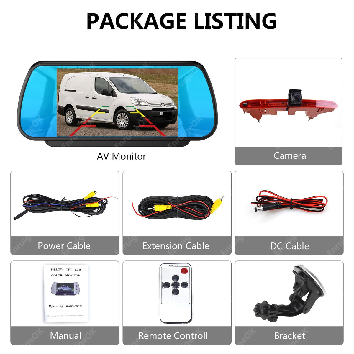 Rear Reversing Camera For Citroen Berlingo Peugeot Partner Mk2 MK3 + 7" Monitor21
