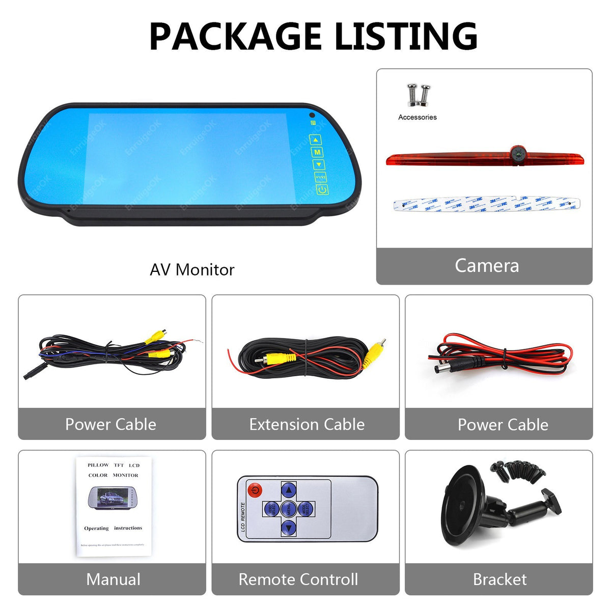 Universal High Level Rear Brake Light Camera for Coachmen Motorhome & 7" Monitor19