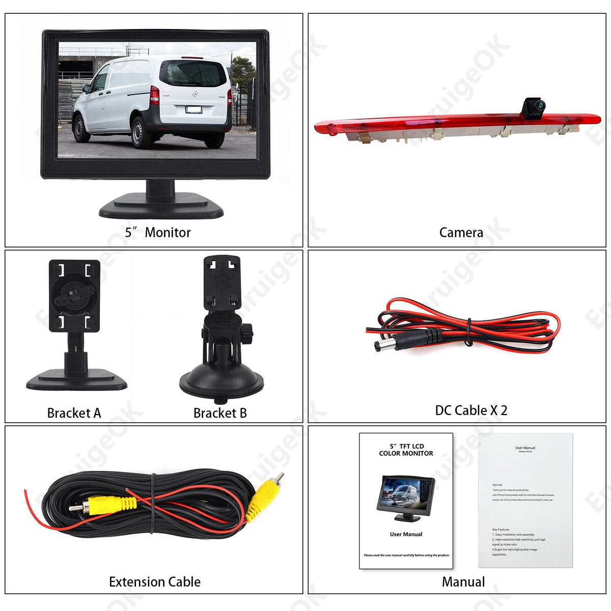 5" Monitor & 3rd Brake Light Rear View Backup Camera for Mercedes-Benz Vito17
