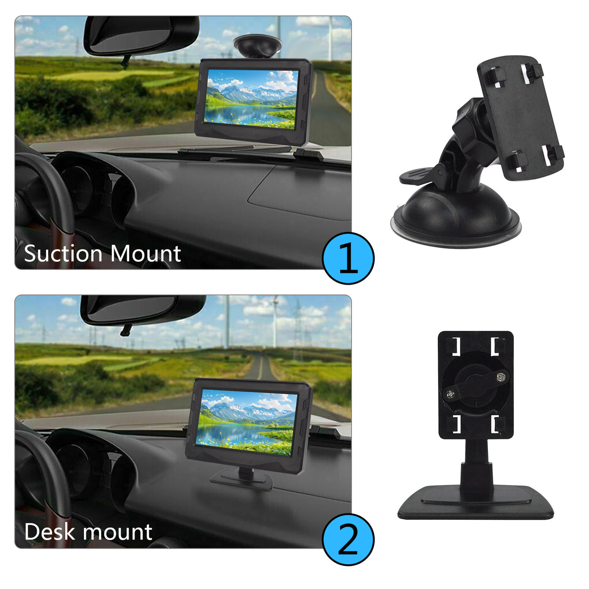 4.3" Hight Definition Screen with Two Brackets