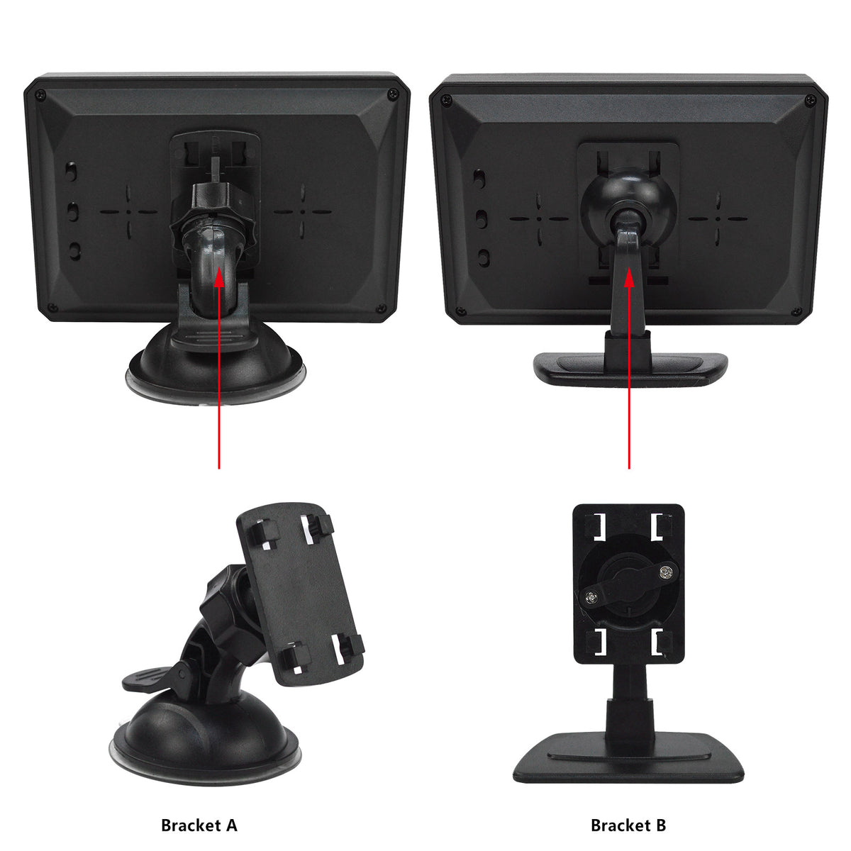 4.3" Hight Definition Screen with Two Brackets