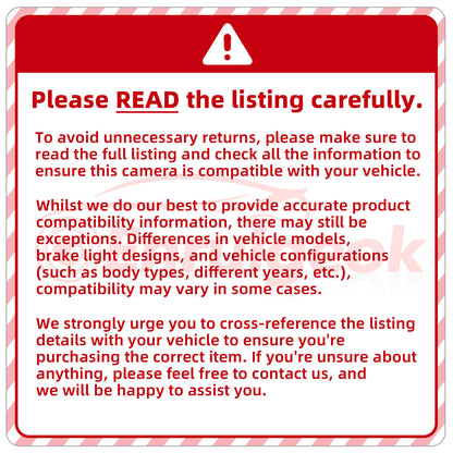 Brake Light Reverse Camera Kit For Chevrolet Express GMC Savana Van 2003-20161
