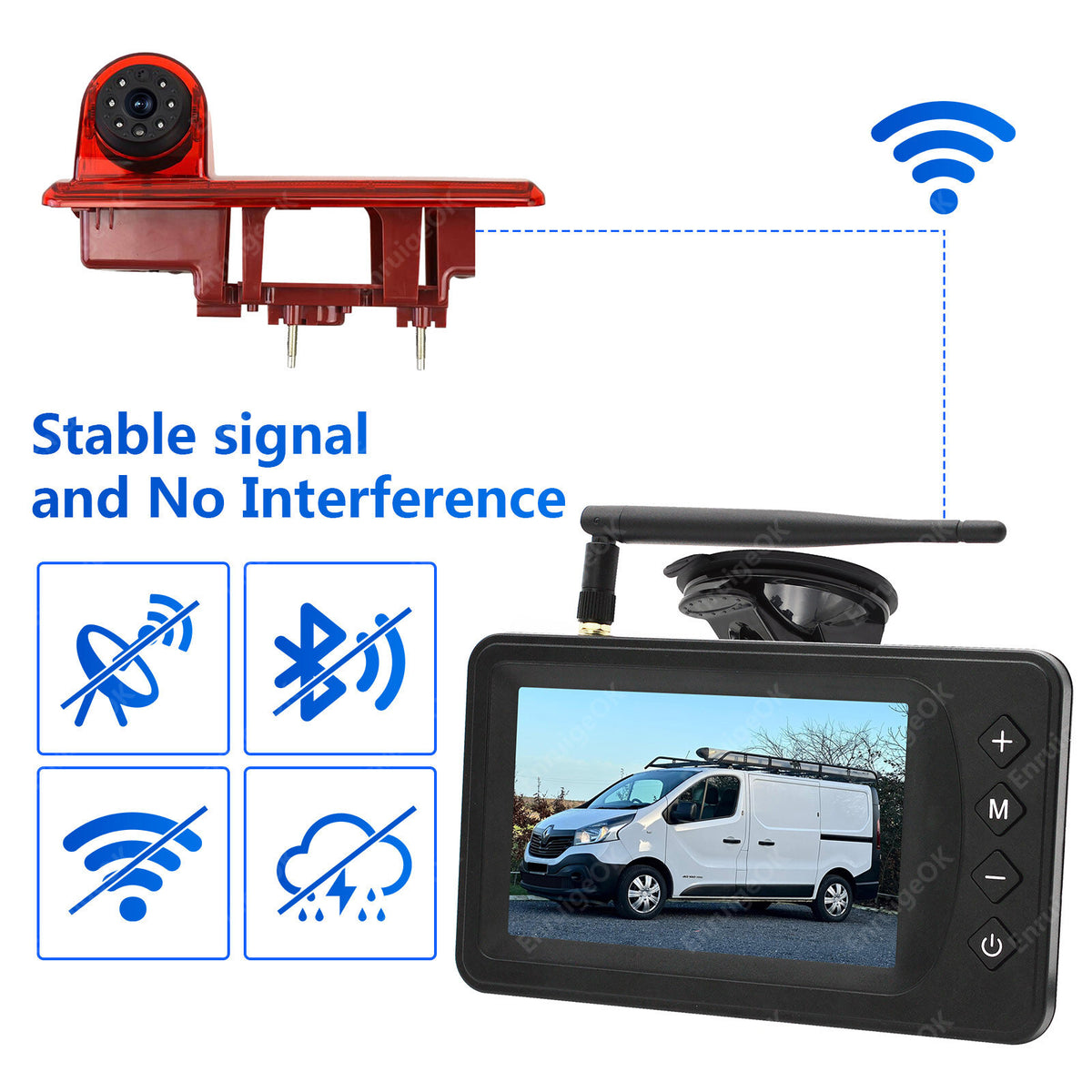 Wireless Rear Brake Light Reversing Camera Kit For Opel Vivaro Renault Trafic7