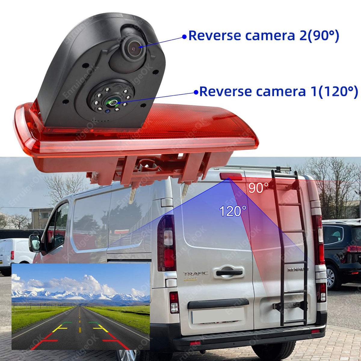 Dual Lens Rear Brake Light Reversing Camera Kit for Opel Vivaro Renault Trafic 37