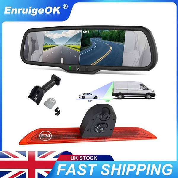 Rear Brake Light Reversing Camera for Ford Transit 350 MK8 & Dual Split Monitor0
