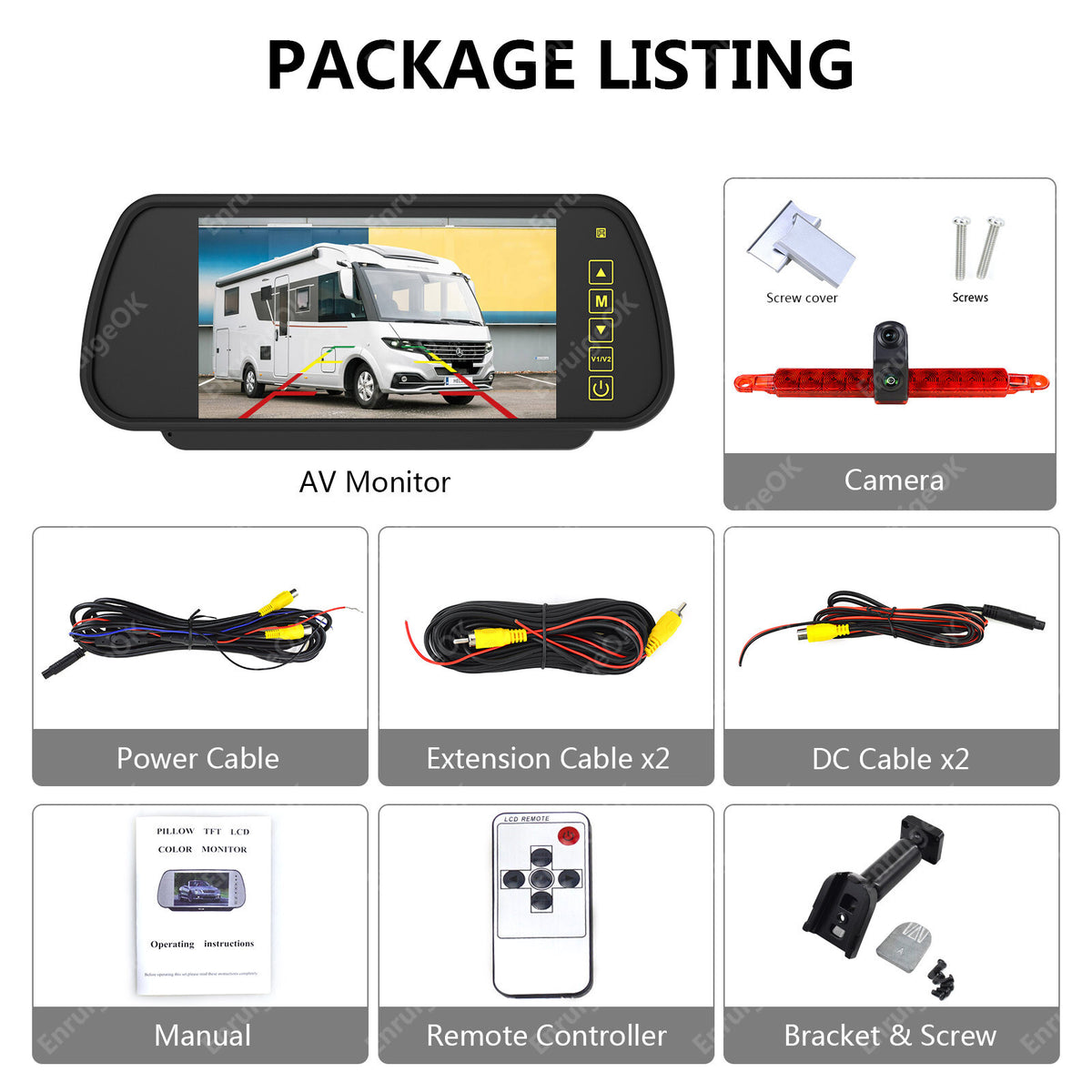 Universal Brake Light Reversing Camera Kit High Level Mount for Motorhomes/Vans8