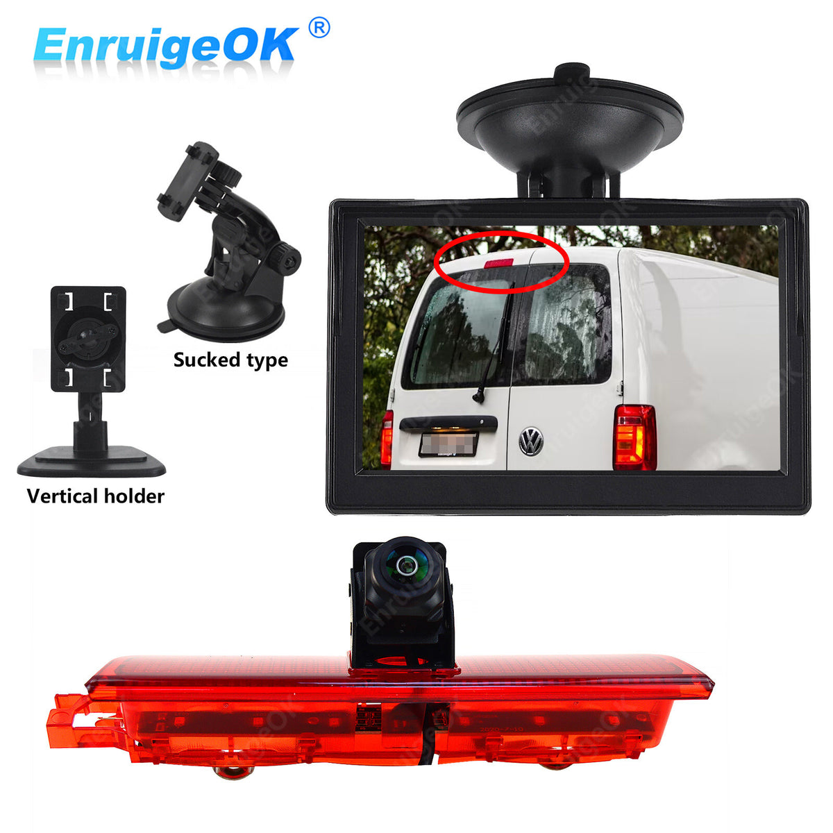 VW Caddy Brake Light Reverse Camera 2003 - 2015 & 5-inch HD Monitor0