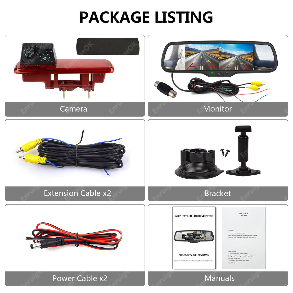 For Vauxhall Vivaro Renault Trafic Mk3 X82 Rear Brake Light Reversing Camera Kit21