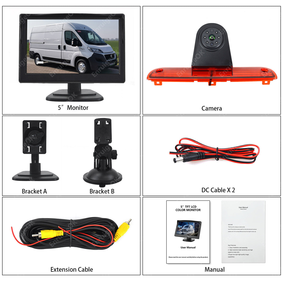 Brake light Reversing Camera Kit for Fiat Ducato Peugeot Boxer Citroen Relay8