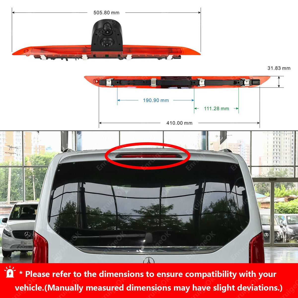 Dual Lens Brake Light Camera for Mercedes-Benz V-Class V260 & Dual Split Monitor5