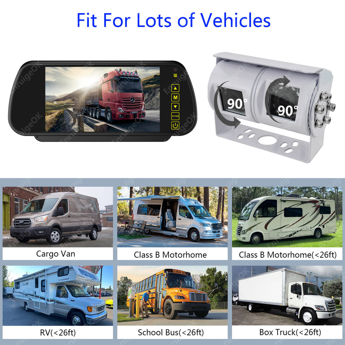 7" Monitor & Dual Rear View Reversing Camera for Motorhome RV Truck Bus Caravan2