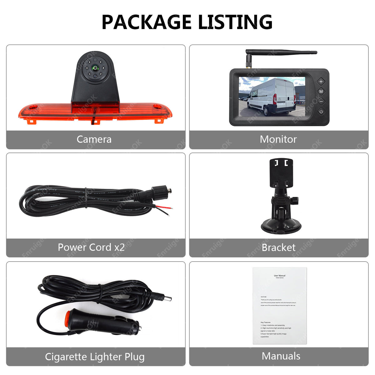 Wireless 5" Monitor & Brake Light Reversing Camera For Fiat Ducato Citroen Relay11