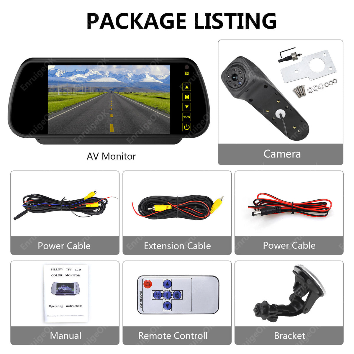 Reverse Camera for VW Crafter MK2 and MAN TGE Rear Brake Light and 7" Mirror Monitor