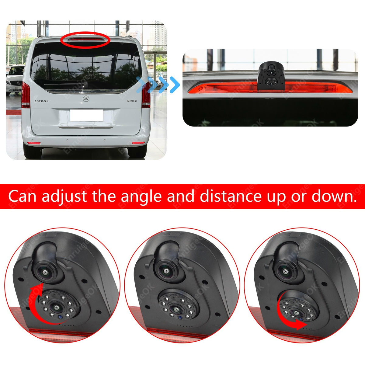 Dual Lens Brake Light Camera for Mercedes-Benz V-Class V260 & Dual Split Monitor6