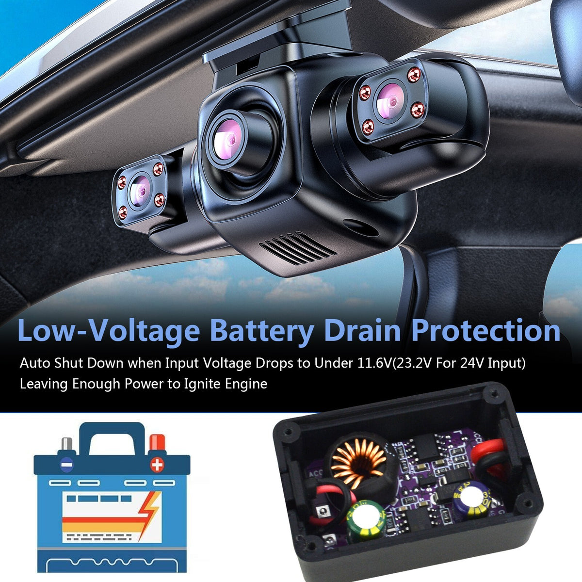 Universal Dash Cam Hardwire Kit 12V-24V to 5V  Mini USB Cable Fuse for Car DVR3