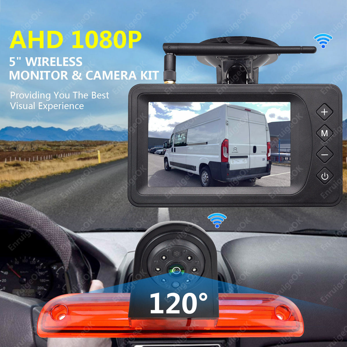 Wireless 5" Monitor & Brake Light Reversing Camera For Fiat Ducato Citroen Relay9