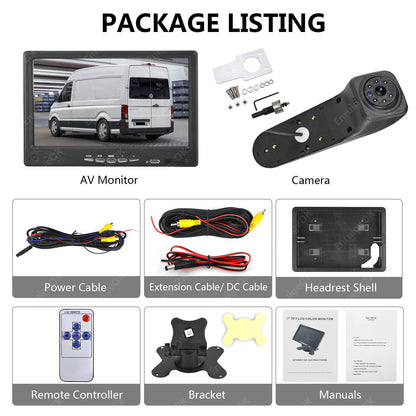 Reverse Camera for VW Crafter MK2 & MAN TGE Rear Brake Light & 7" Monitor Kit11