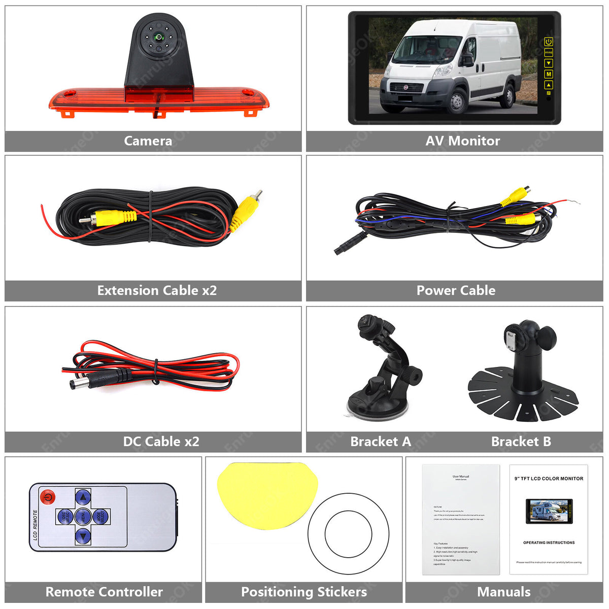Fiat Ducato Citroen Relay Peugeot Boxer Brake Light Reversing Camera &9" Monitor19