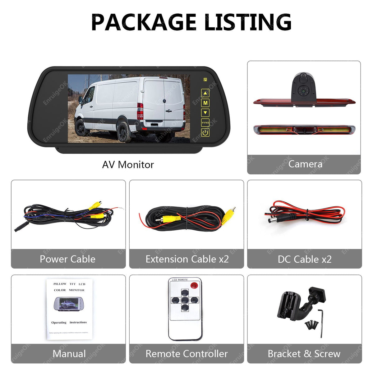 For Mercedes-Benz Sprinter Dual Lens Brake Light Reverse Camera + 7" Monitor Kit21