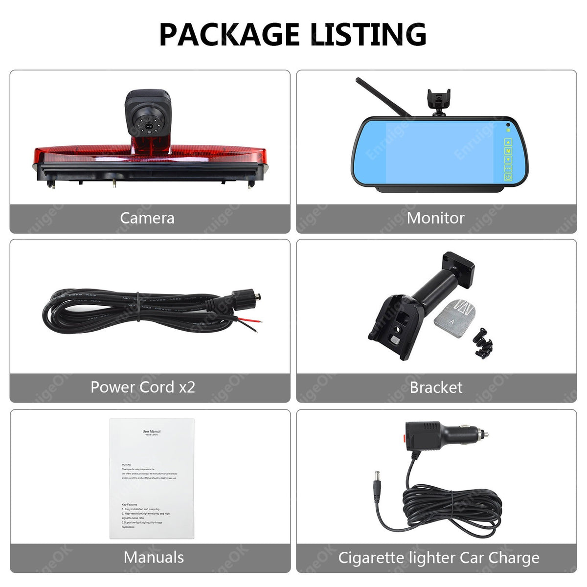Wireless Brake Light Backup Camera for Ford Transit Connect & 7'' Mirror Monitor23