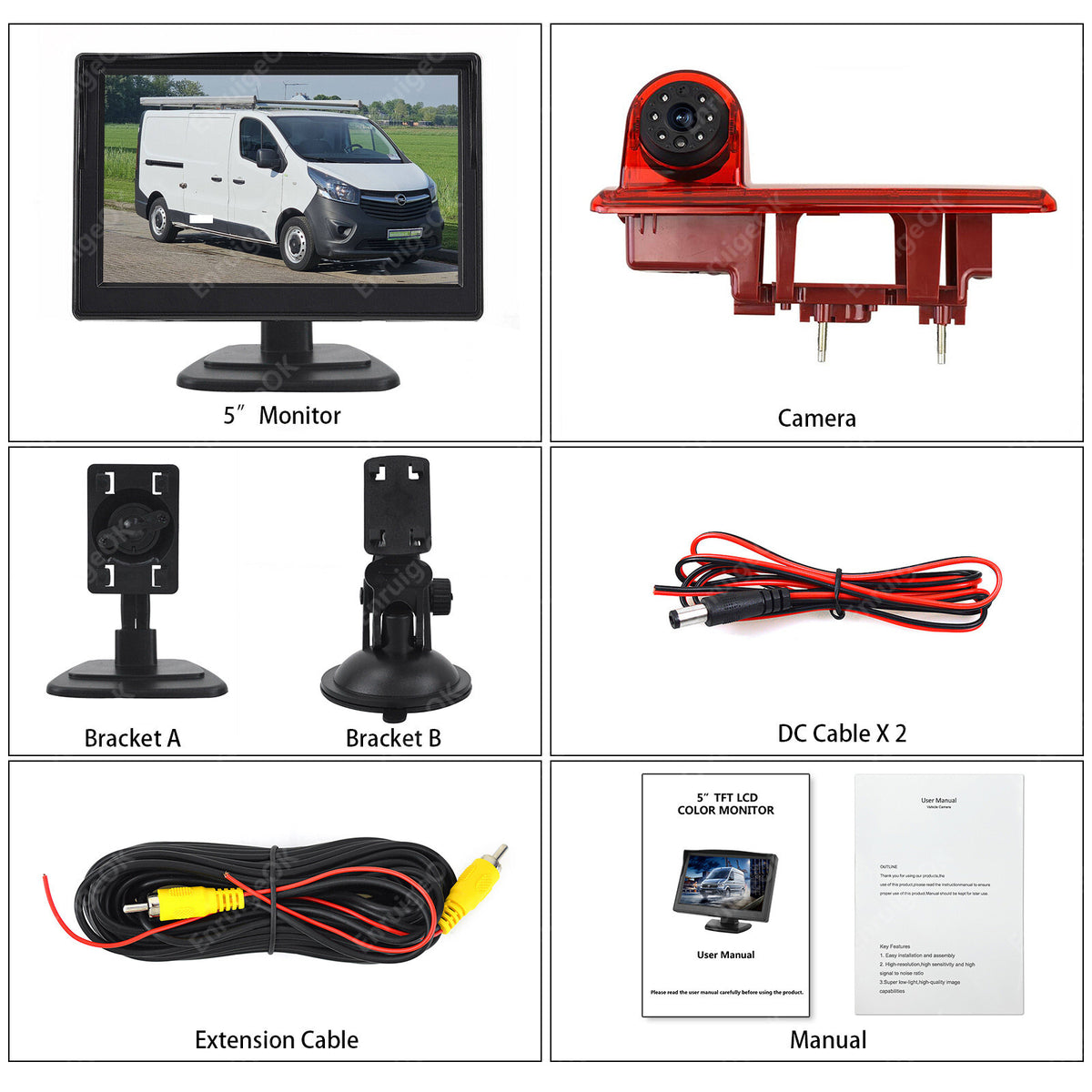 Brake Light Reverse Rear View Camera Kit For Opel Vivaro Vauxhall Renault Trafic10