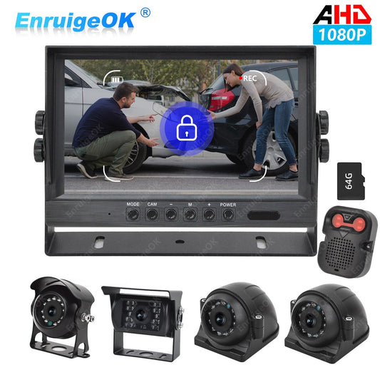Quad 9'' DVR Monitor +4*4CH Reversing Camera &BSD Blind Spot Radar For BUS Truck0