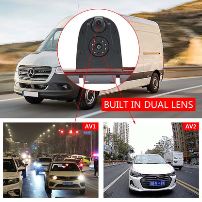 For Mercedes-Benz Sprinter Dual Lens Brake Light Reverse Camera + 7" Monitor Kit4