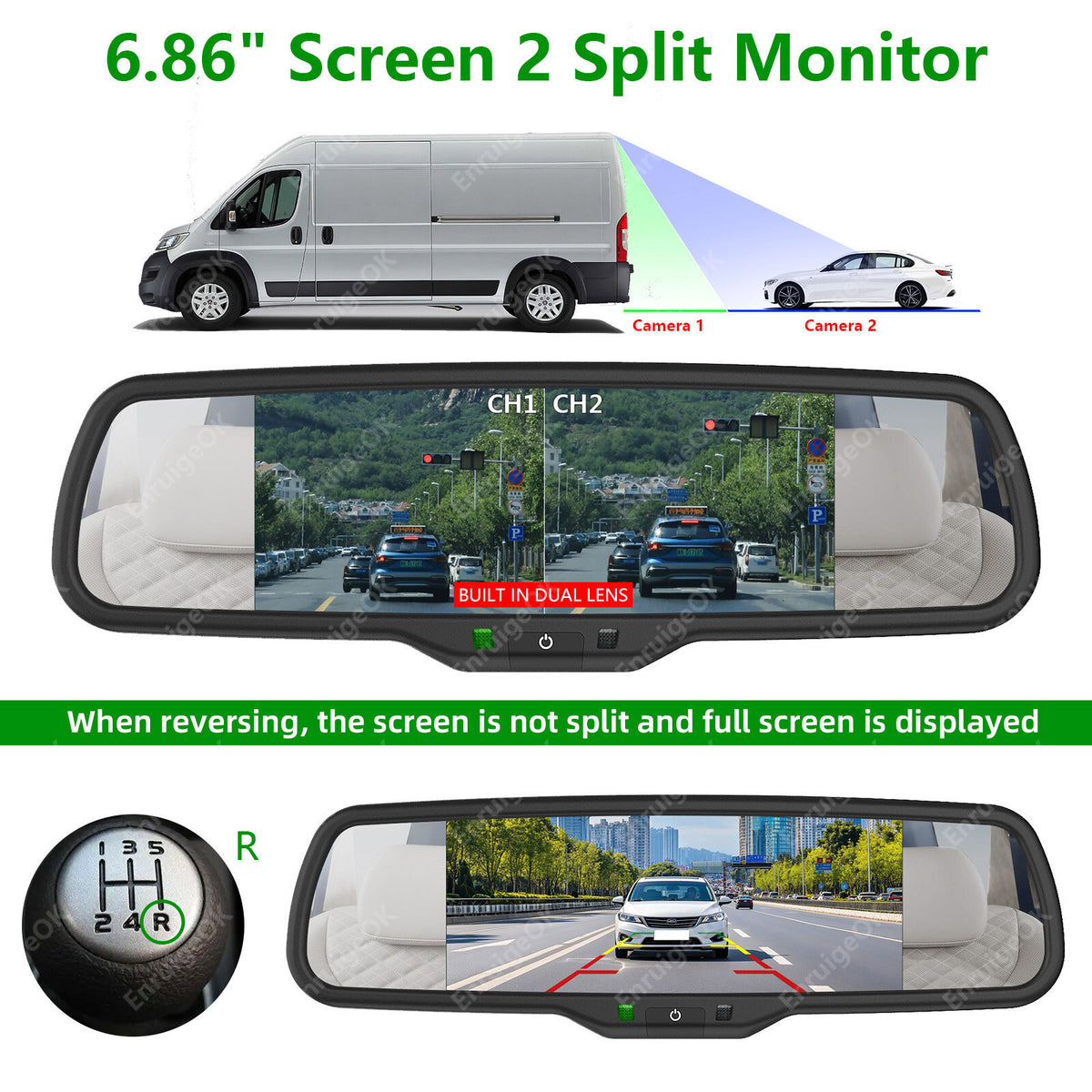 Brake Light Reverse Camera Kit for Ford Transit Custom 2016-Present Barn Doors6