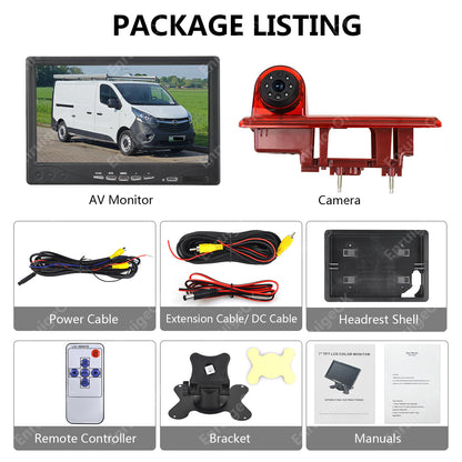 7'' Monitor Brake Light Reversing Camera For Vauxhall Renault Vivaro Opel Trafic5