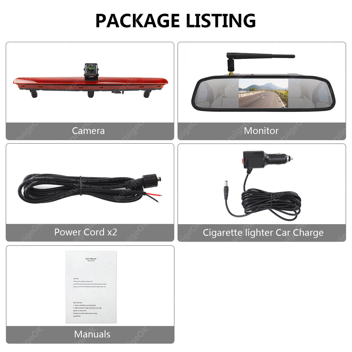 For VW Transporter T5 T5.1 Wireless Reverse Camera Kit Tailgate Single Door Only8