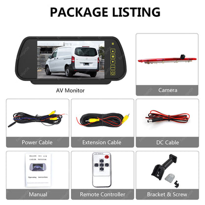 7" Monitor Rear Brake Light Reversing Camera for Mercedes Vito W447 Tailgate13