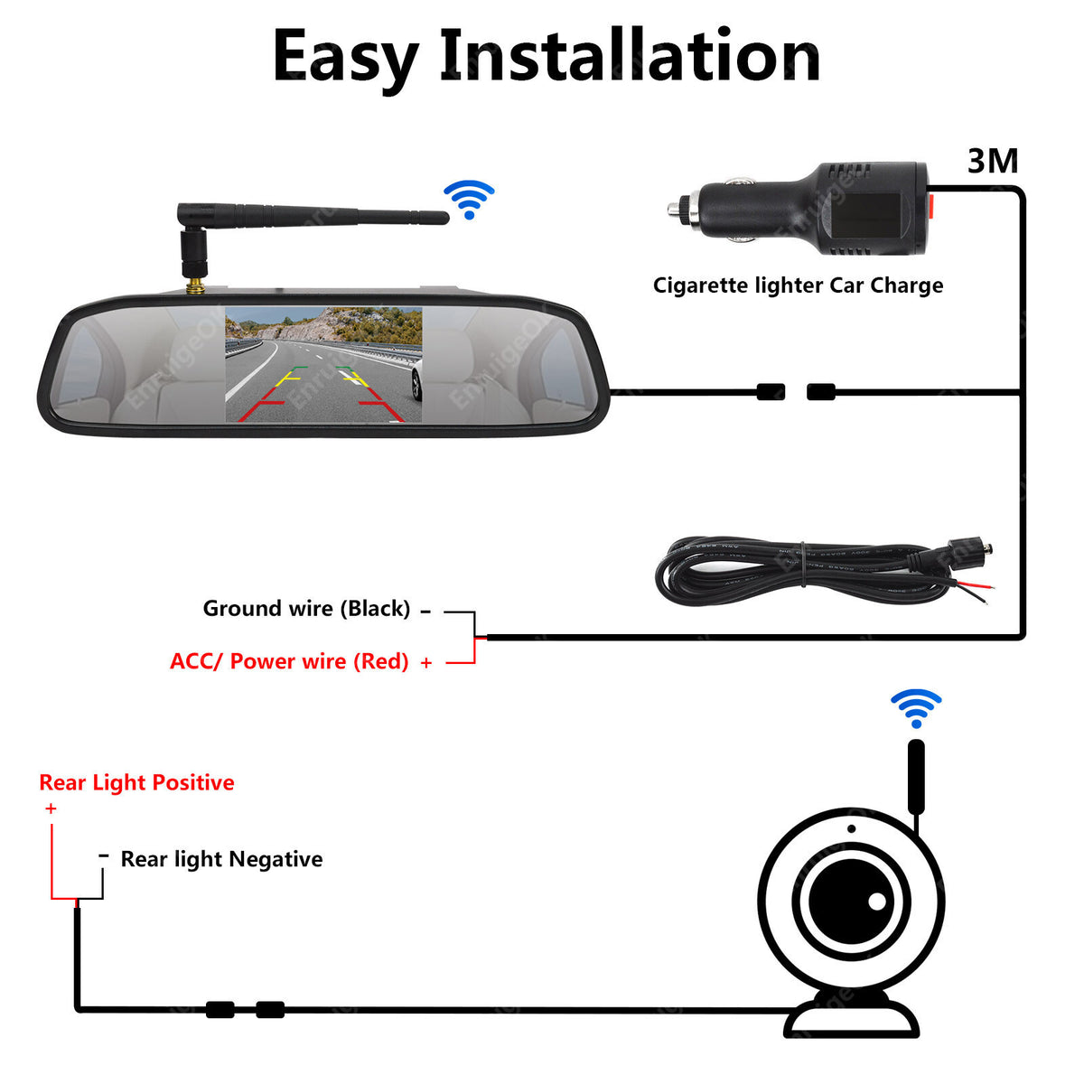 Wireless Rear Reverse Camera Kit For Citroen Berlingo Peugeot Partner Mk2 Mk38