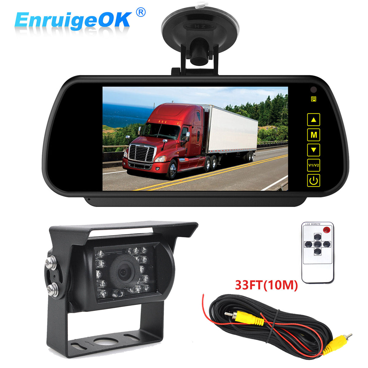 7" TFT LCD Rear View Mirror Monitor Screen 10M Reverse Camera Kit For Truck Van0