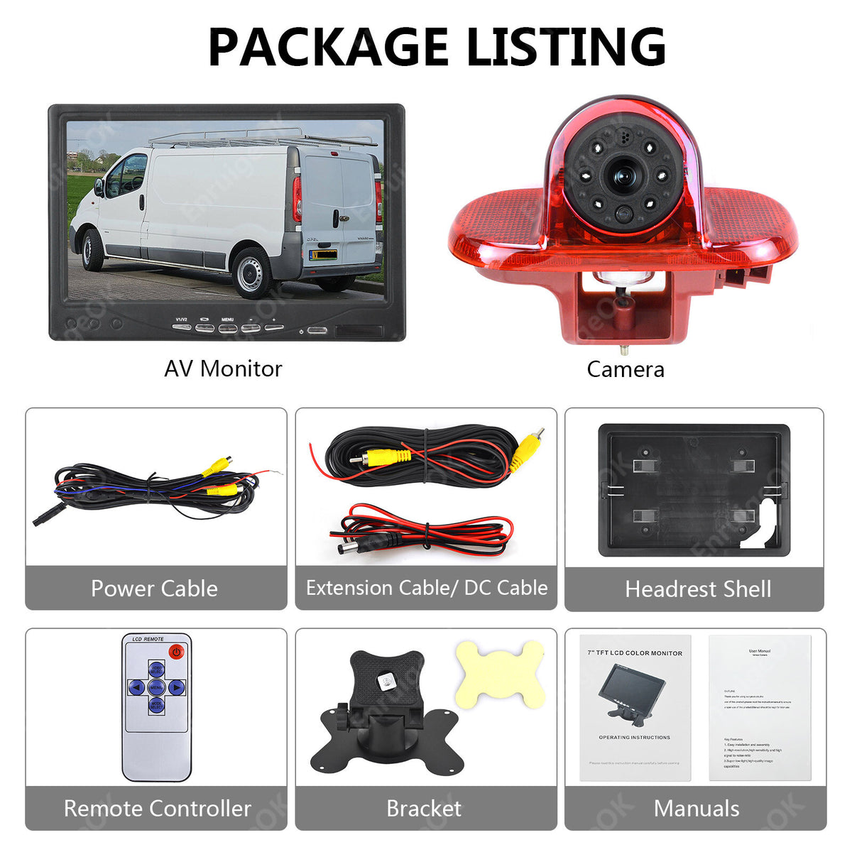 7" Monitor Brake Light Reversing Camera For Renault Trafic Vauxhall Opel Vivaro5