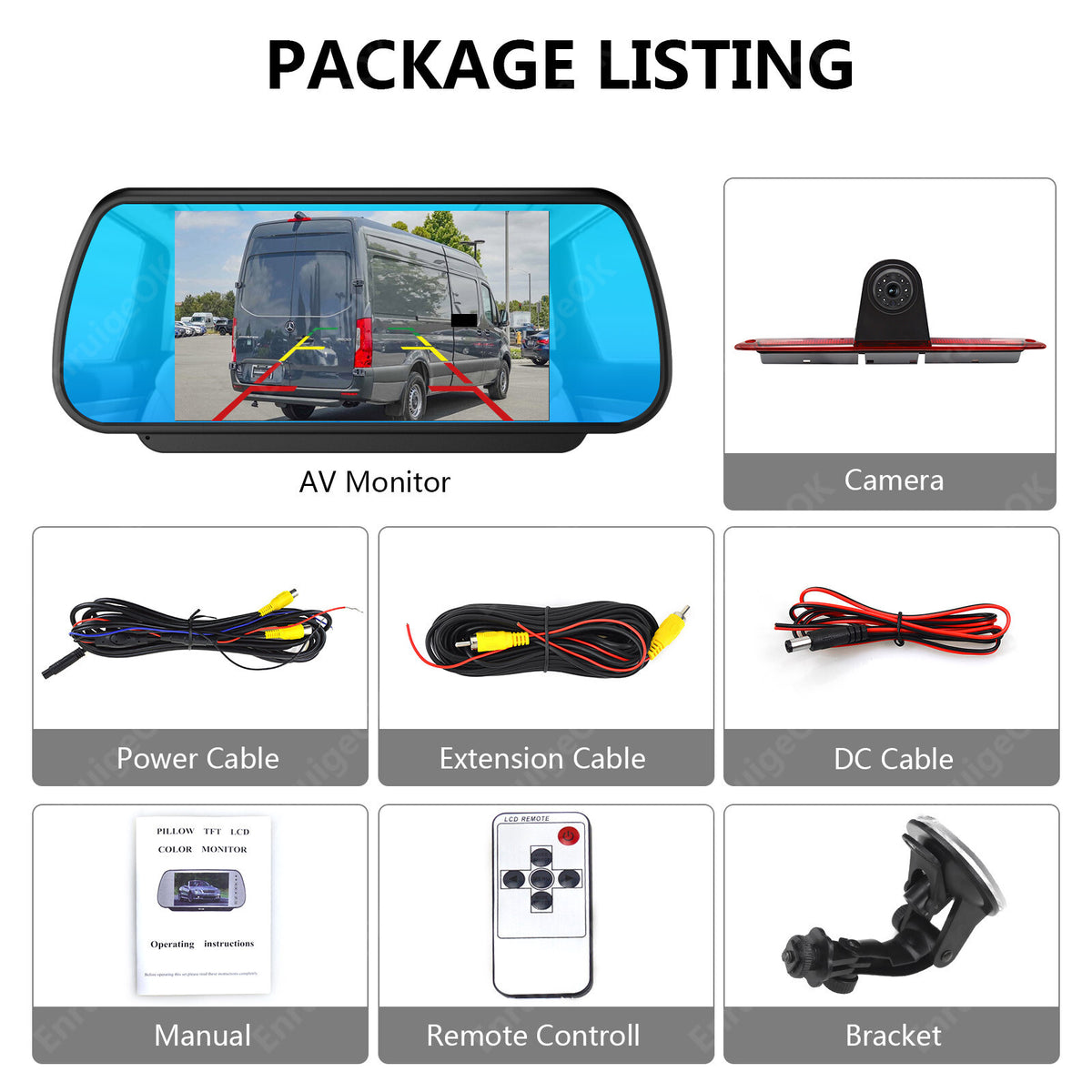 7" Monitor & Rear Reversing Camera Brake Light For Mercedes Sprinter VW Crafter11