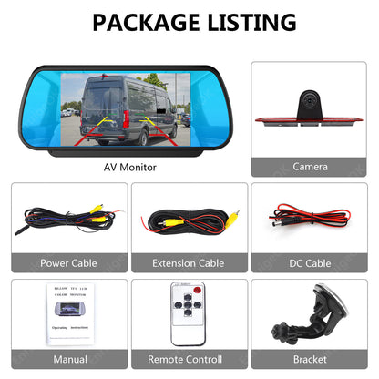 7" Monitor & Rear Reversing Camera Brake Light For Mercedes Sprinter VW Crafter11