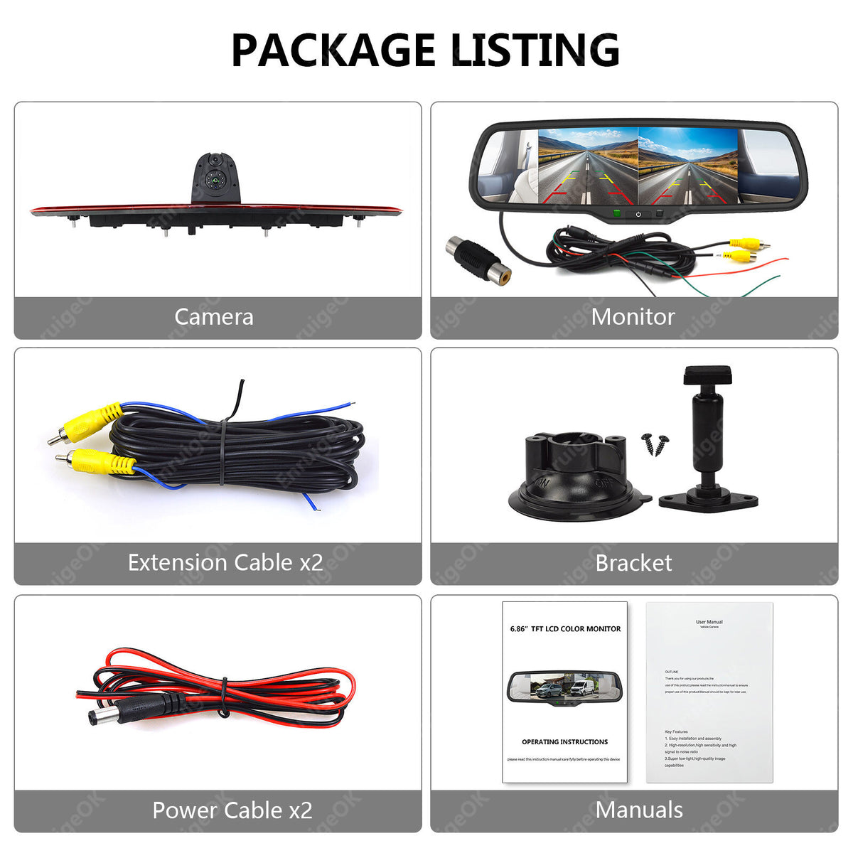 Brake Light Reversing Camera for Maxus LDV Deliver 9 & 6.86" Dual Split Monitor11