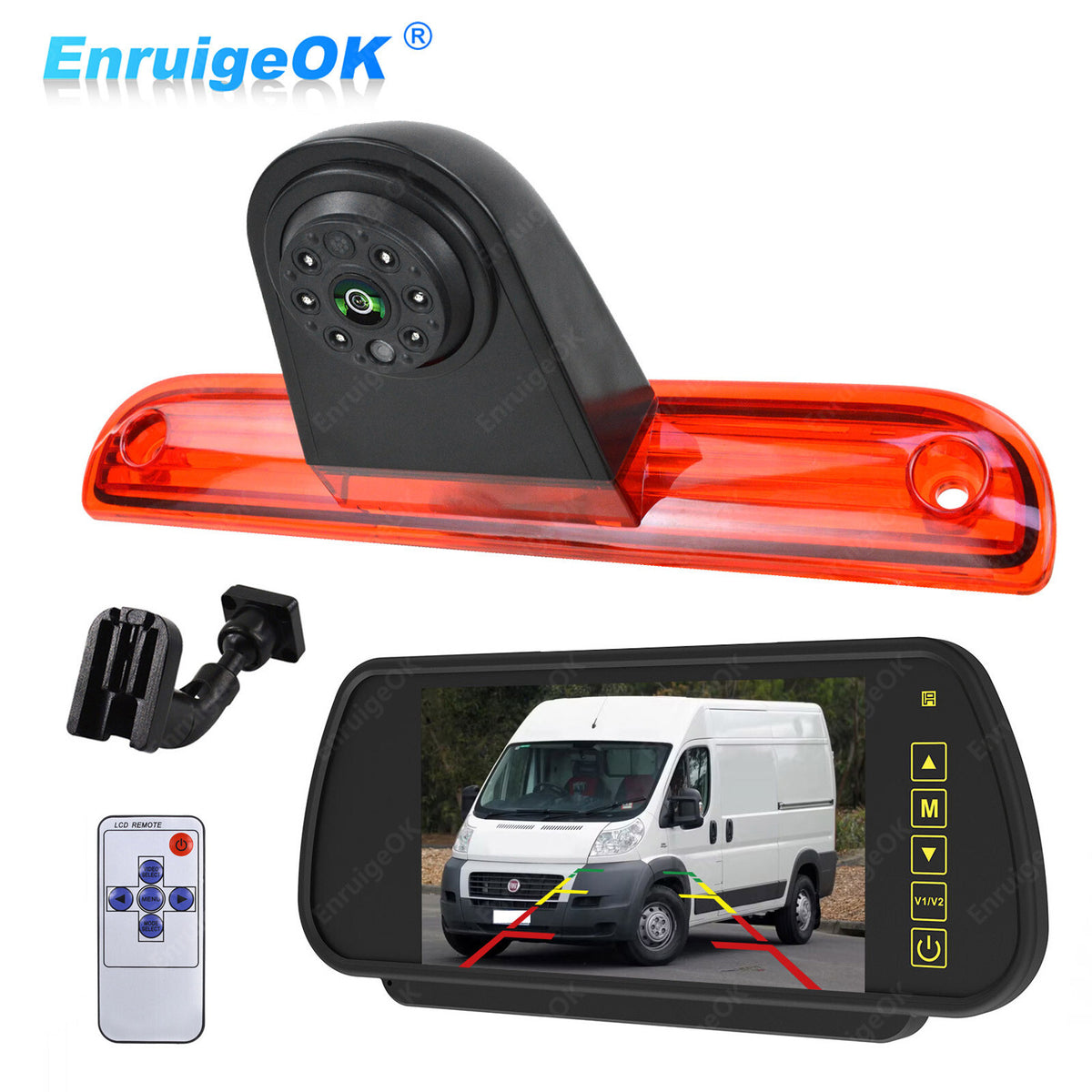 Reversing Camera Rear Brake Light &7'' Monitor Kit For Fiat Ducato Peugeot Boxer0